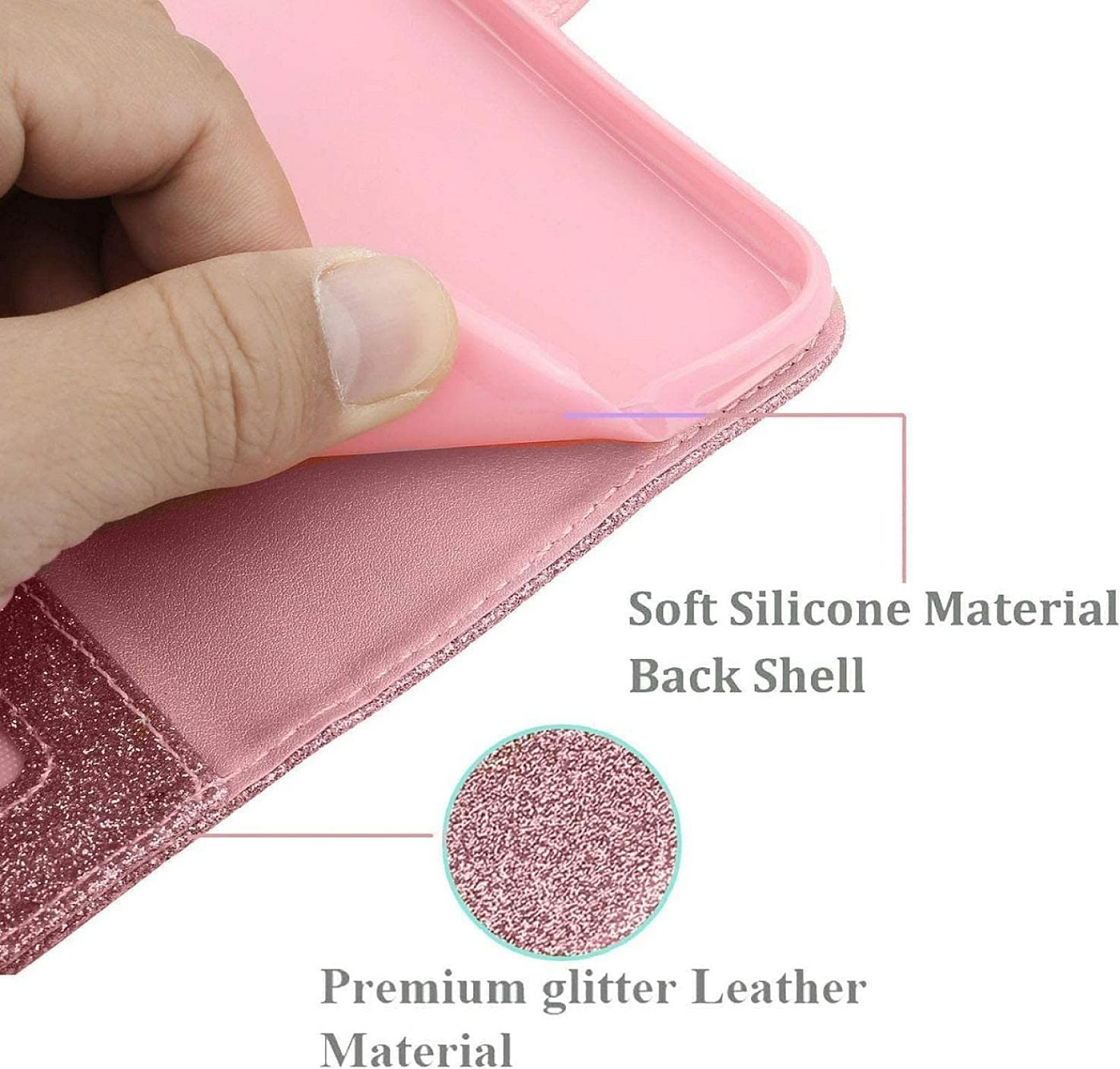 Galaxy A55 Wallet PU Heart Shiny Case