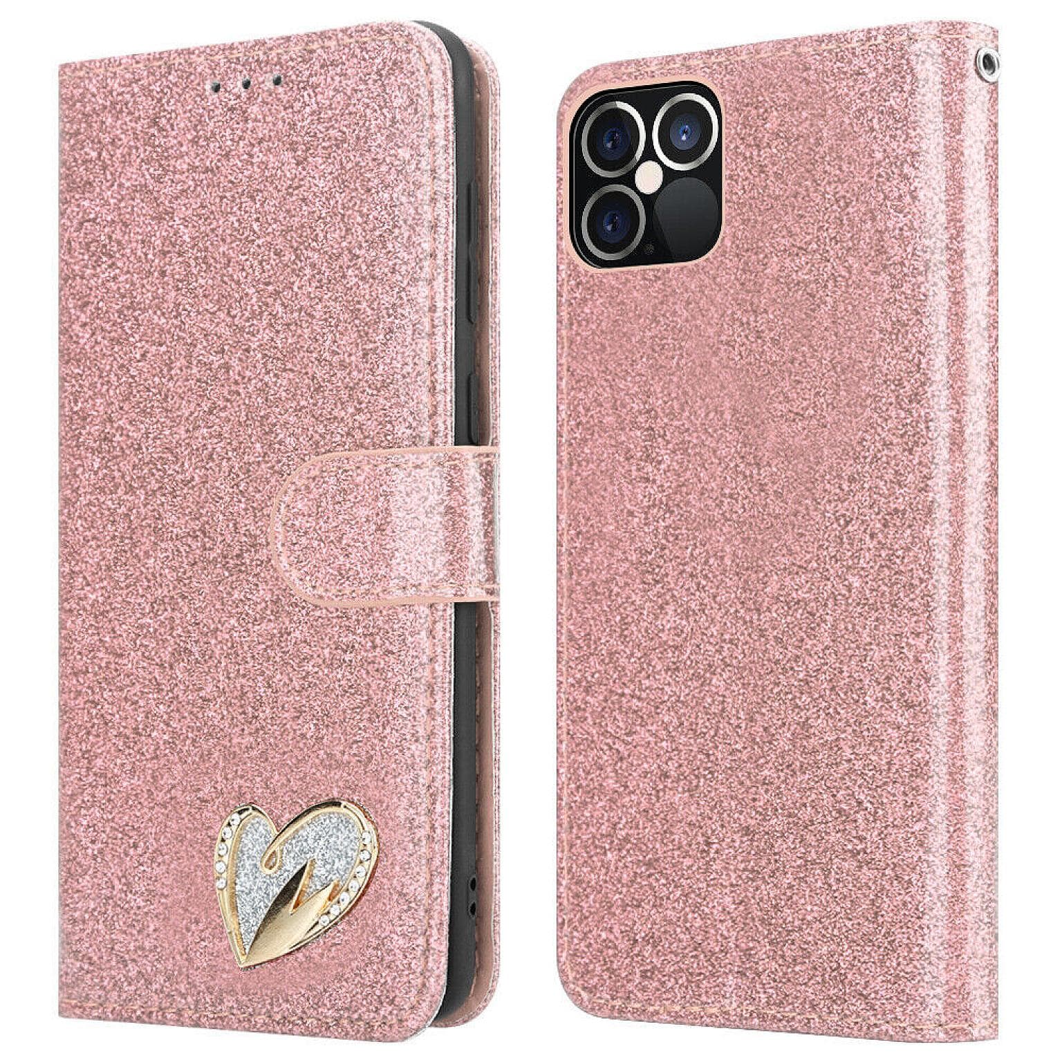 Galaxy S22 Plus Wallet Heart Shiny Case