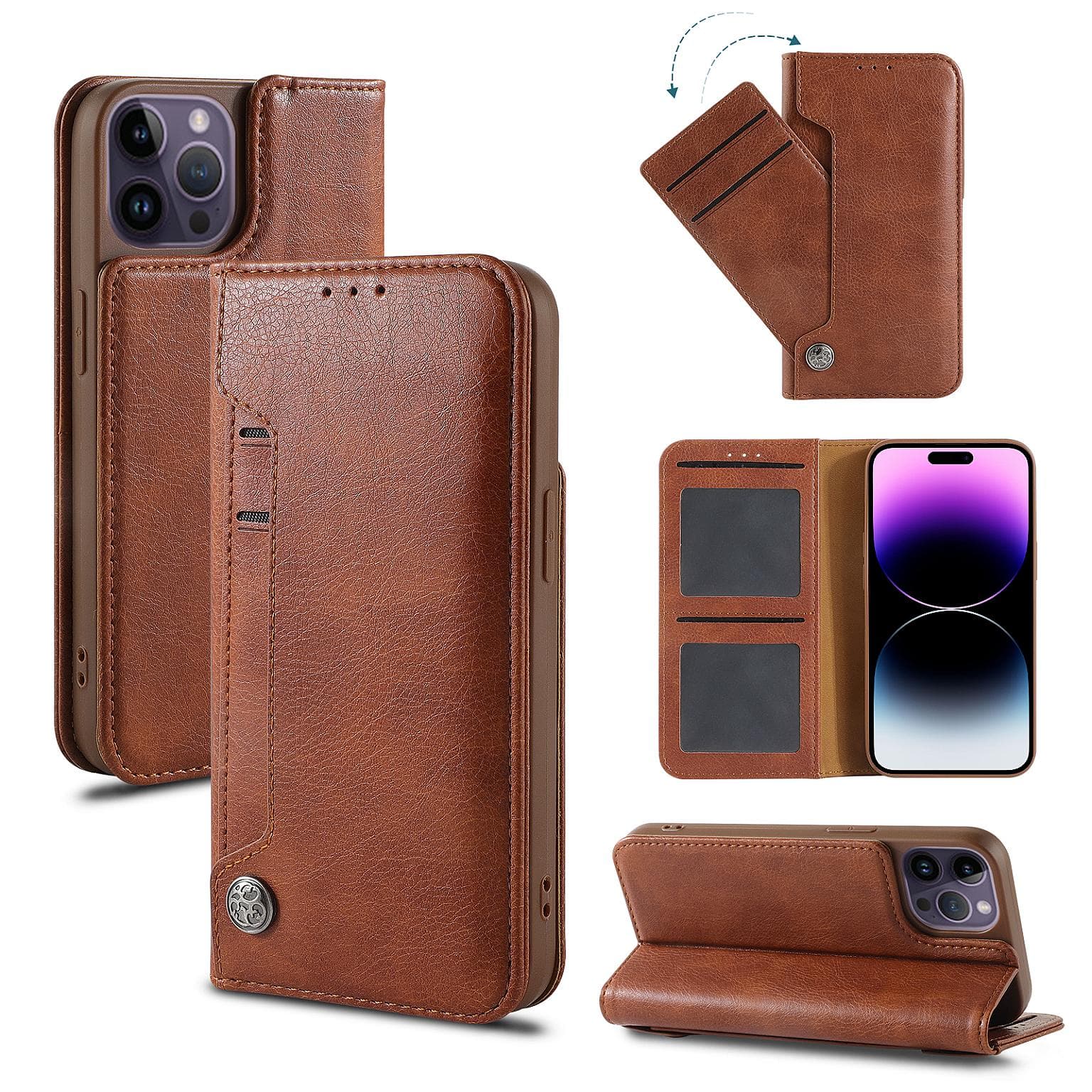 iPhone 15 Plus Wallet Slide Pocket Case