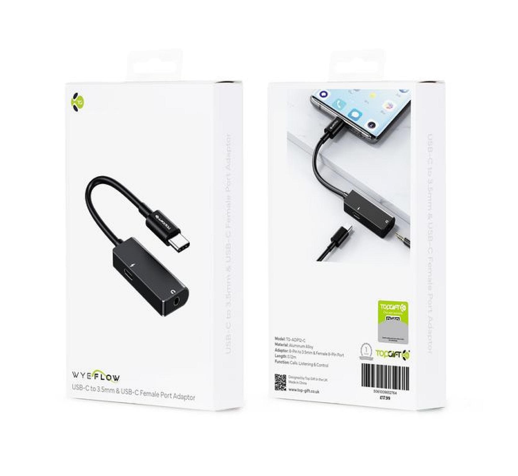 WYEFLOW USB-C to 3.5mm & USB-C Female Port Adapter