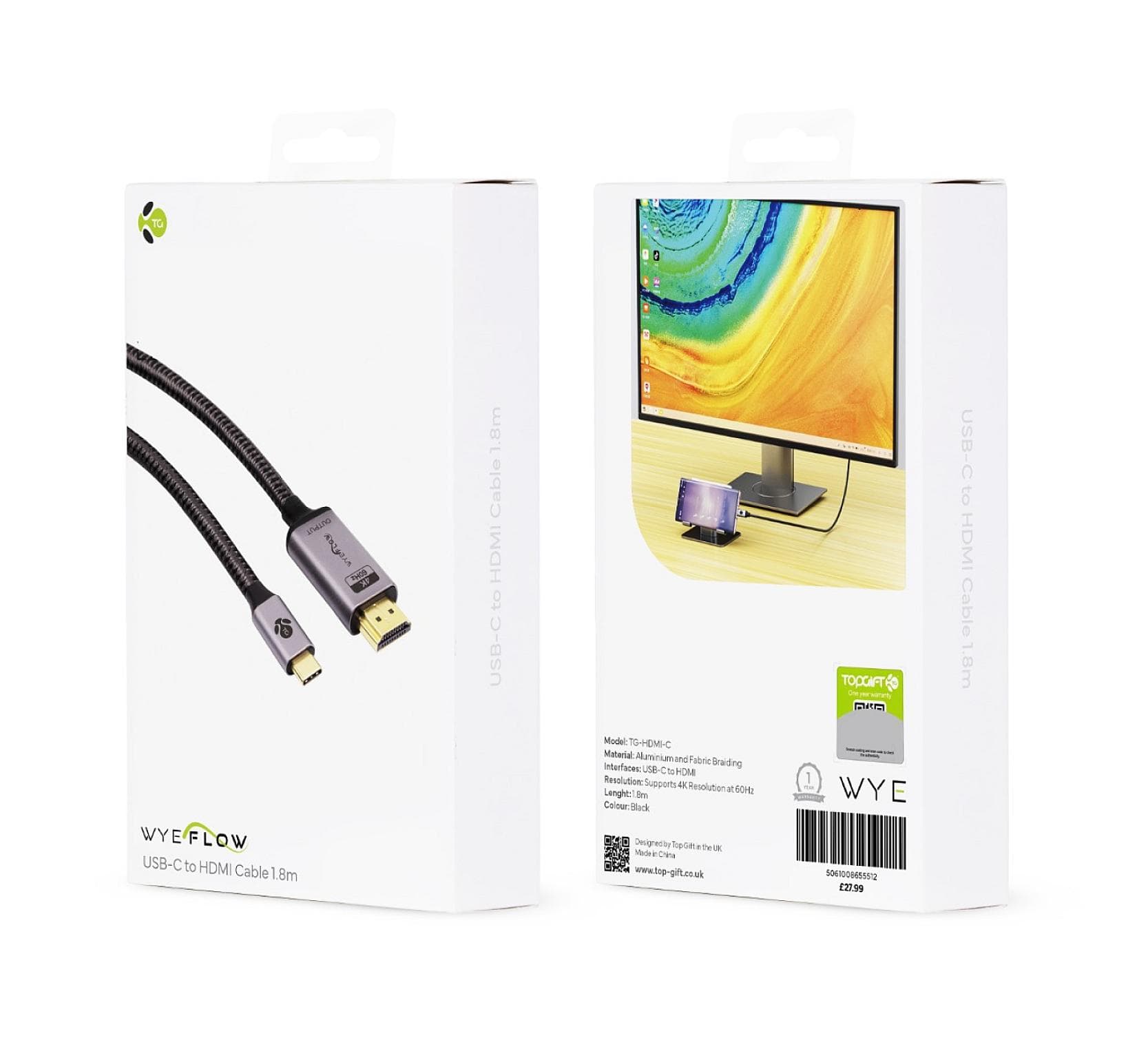 WYEFLOW  USB-C to HDMI Cable 1.8m