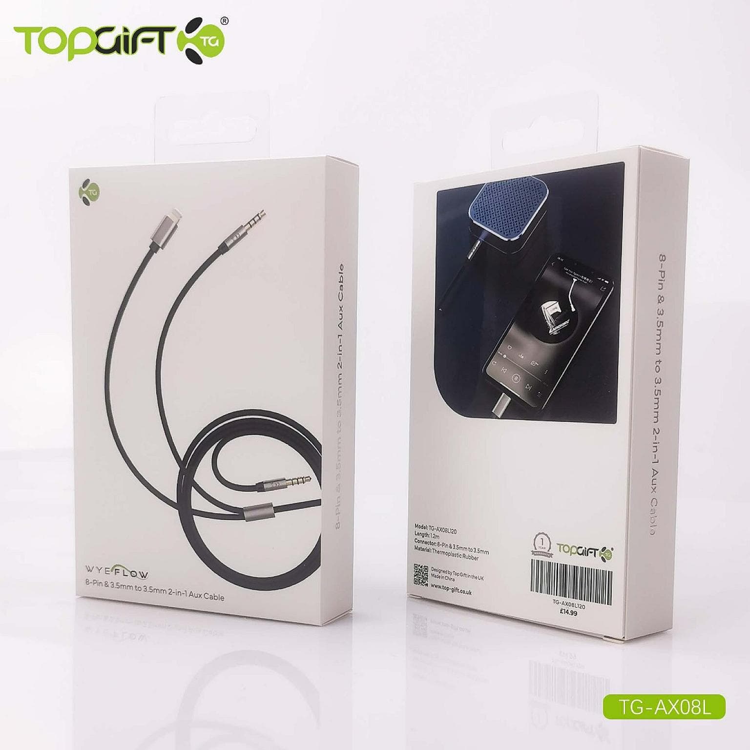 WYEFLOW 8-Pin & 3.5mm 2-in-1 Aux Cable