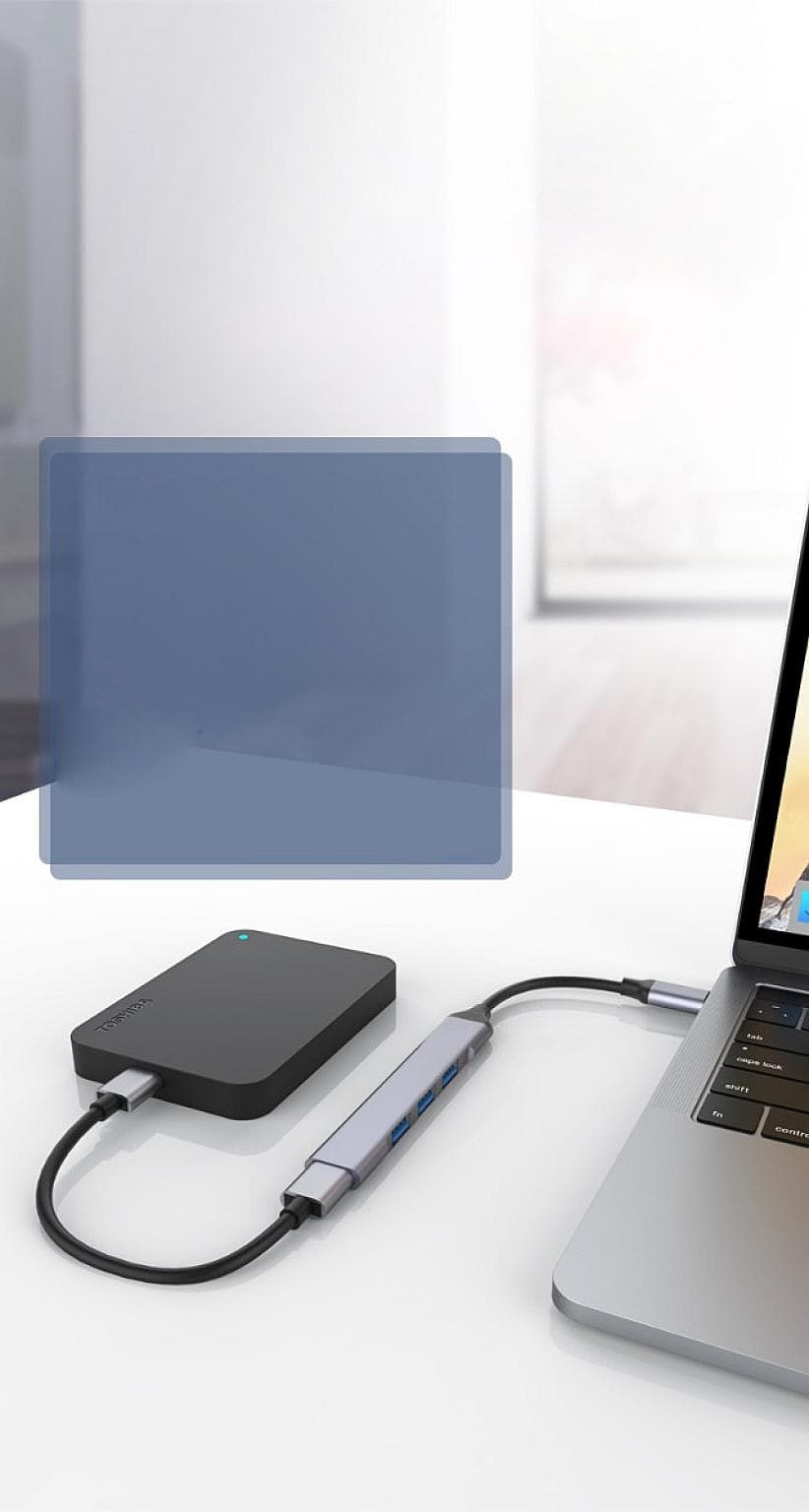 WYEFLOW 3.0 (5 Gbps) Ultra Slim Multi USB Hub with USB-C Connector  10 Times Faster than USB 2.0