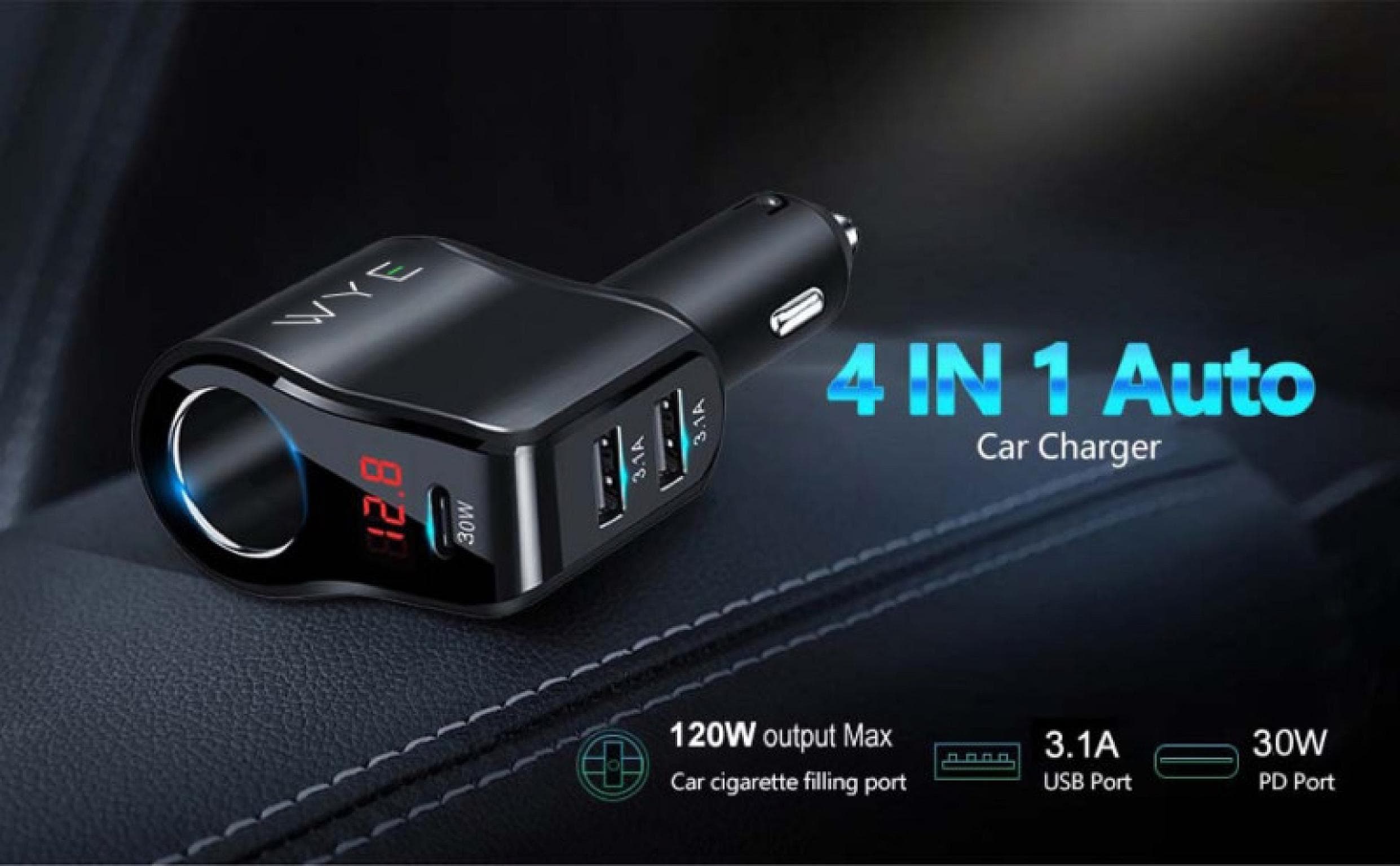 200W (Max) Multi USB and Socket Expansion In-Car Charger