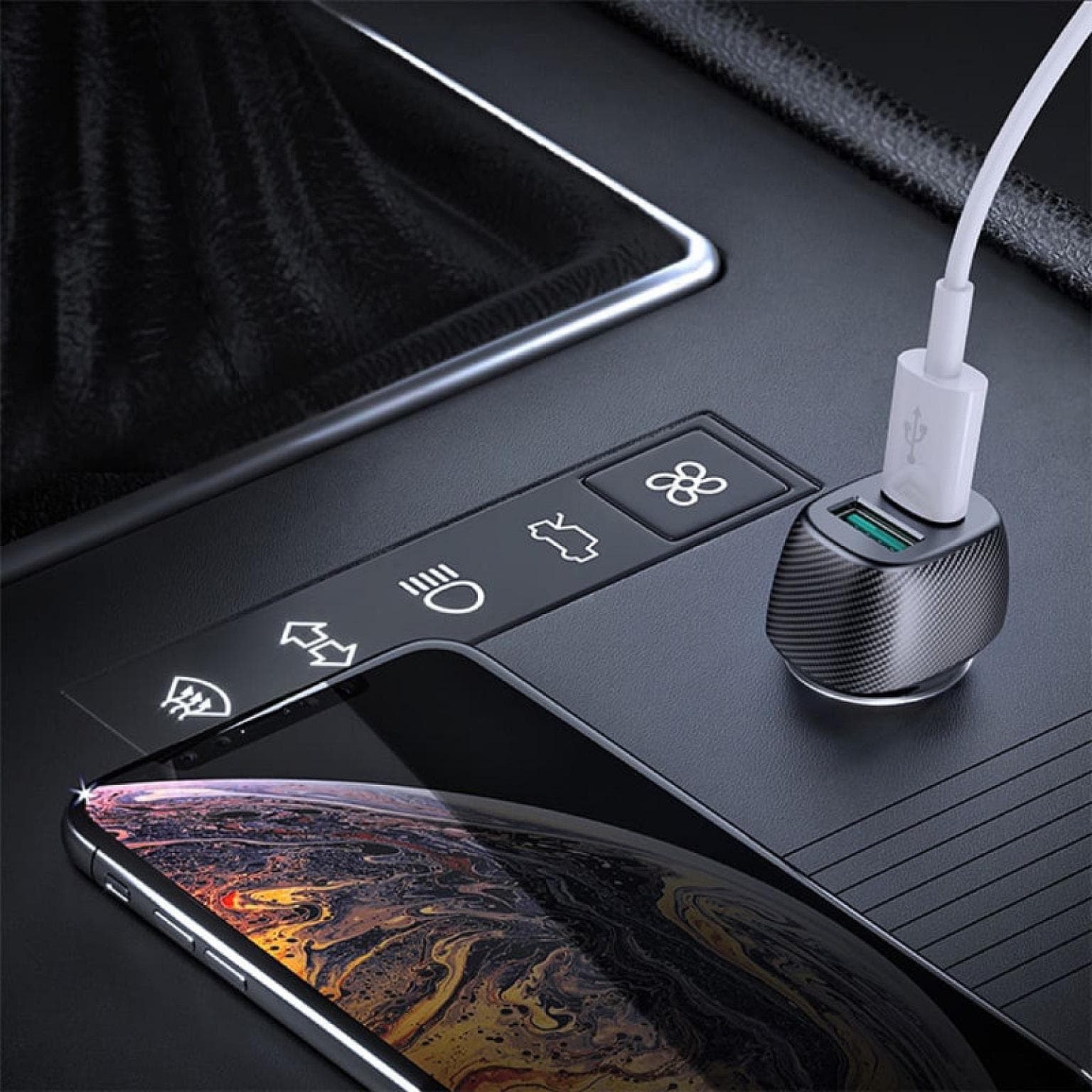 60W In-Car Charger with Dual USB-C Ports