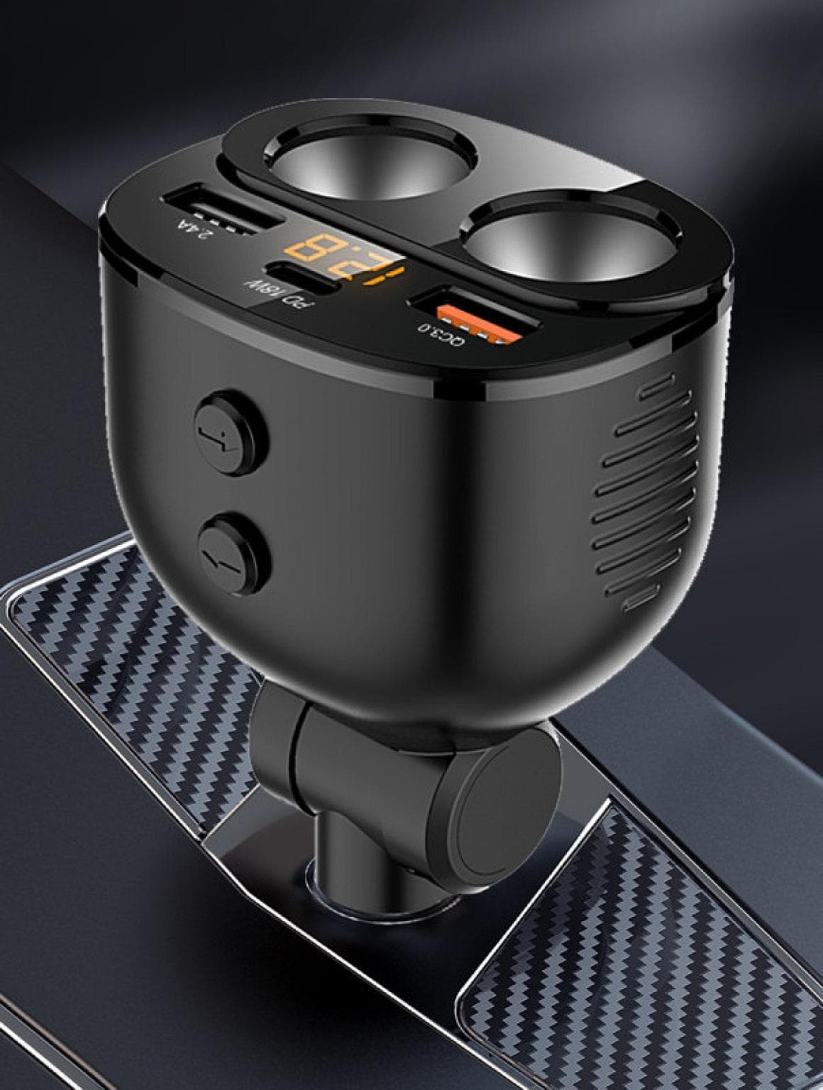 112W Dual Socket Extension FM In-Car Charger FM9