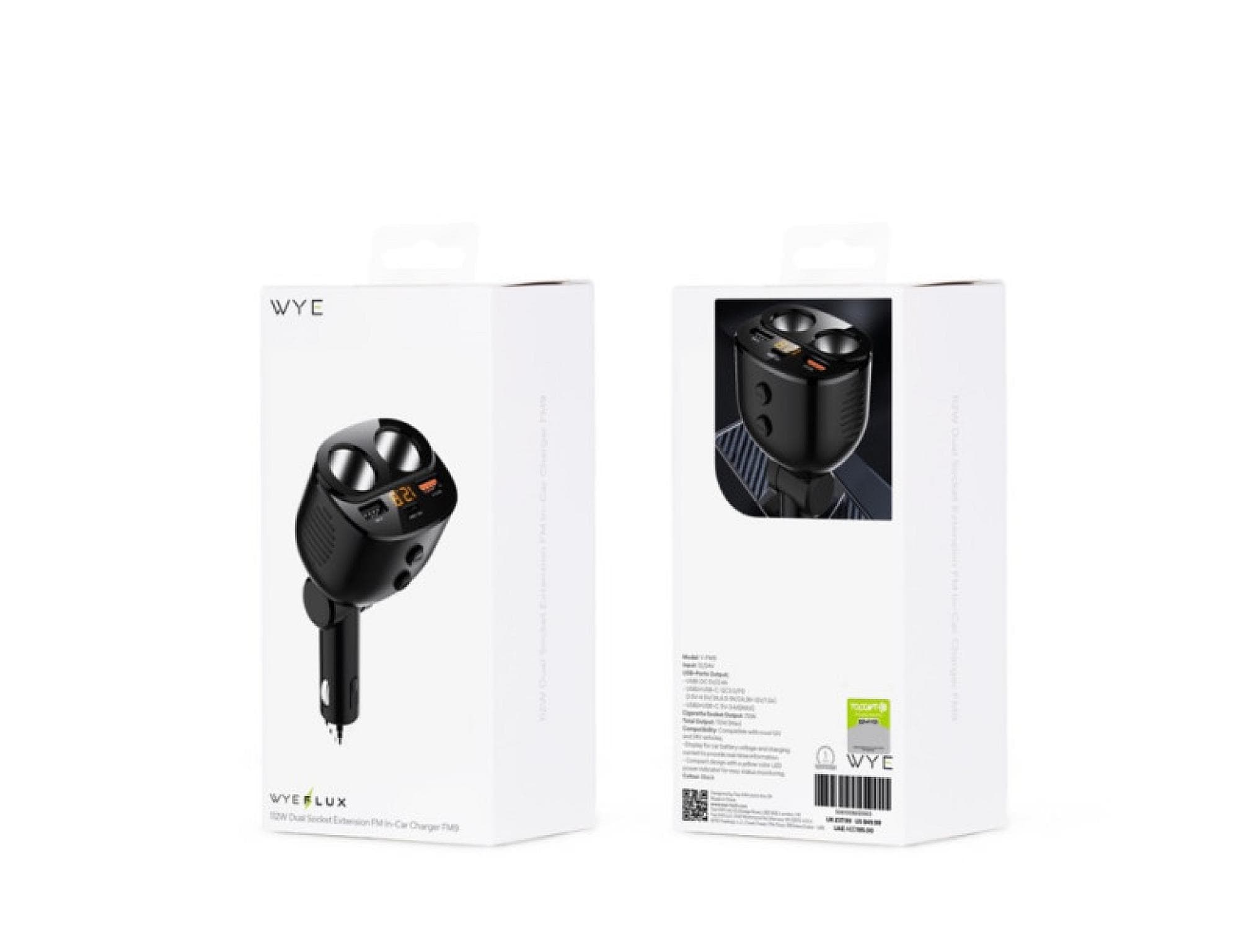 112W Dual Socket Extension FM In-Car Charger FM9