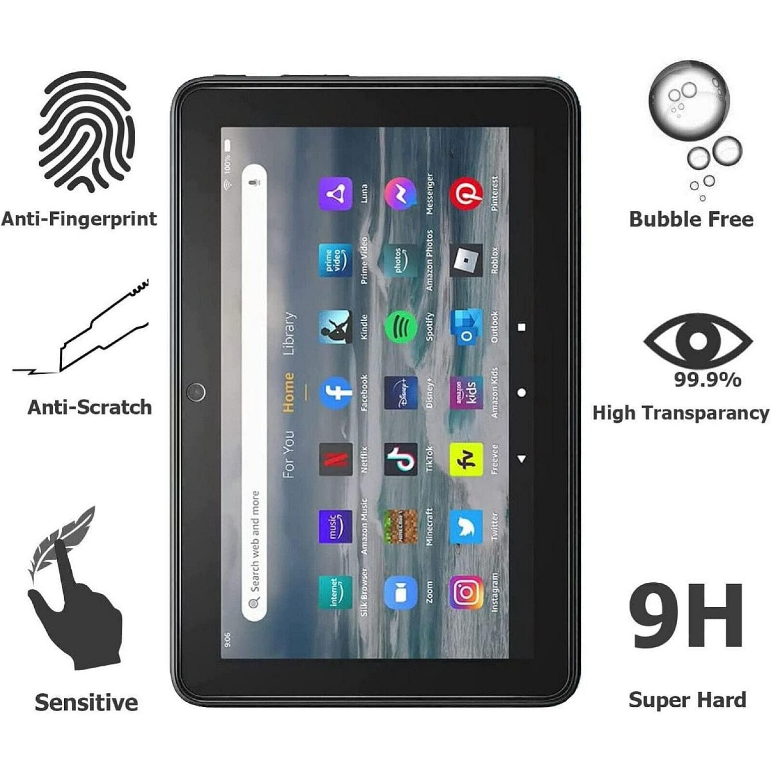 Kindle Fire 8''  Tempered Glass