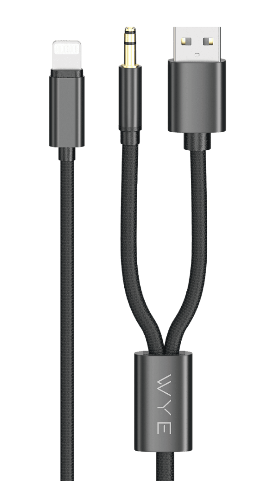 8-PIN TO USB-A & 3.5mm AUX CABLE