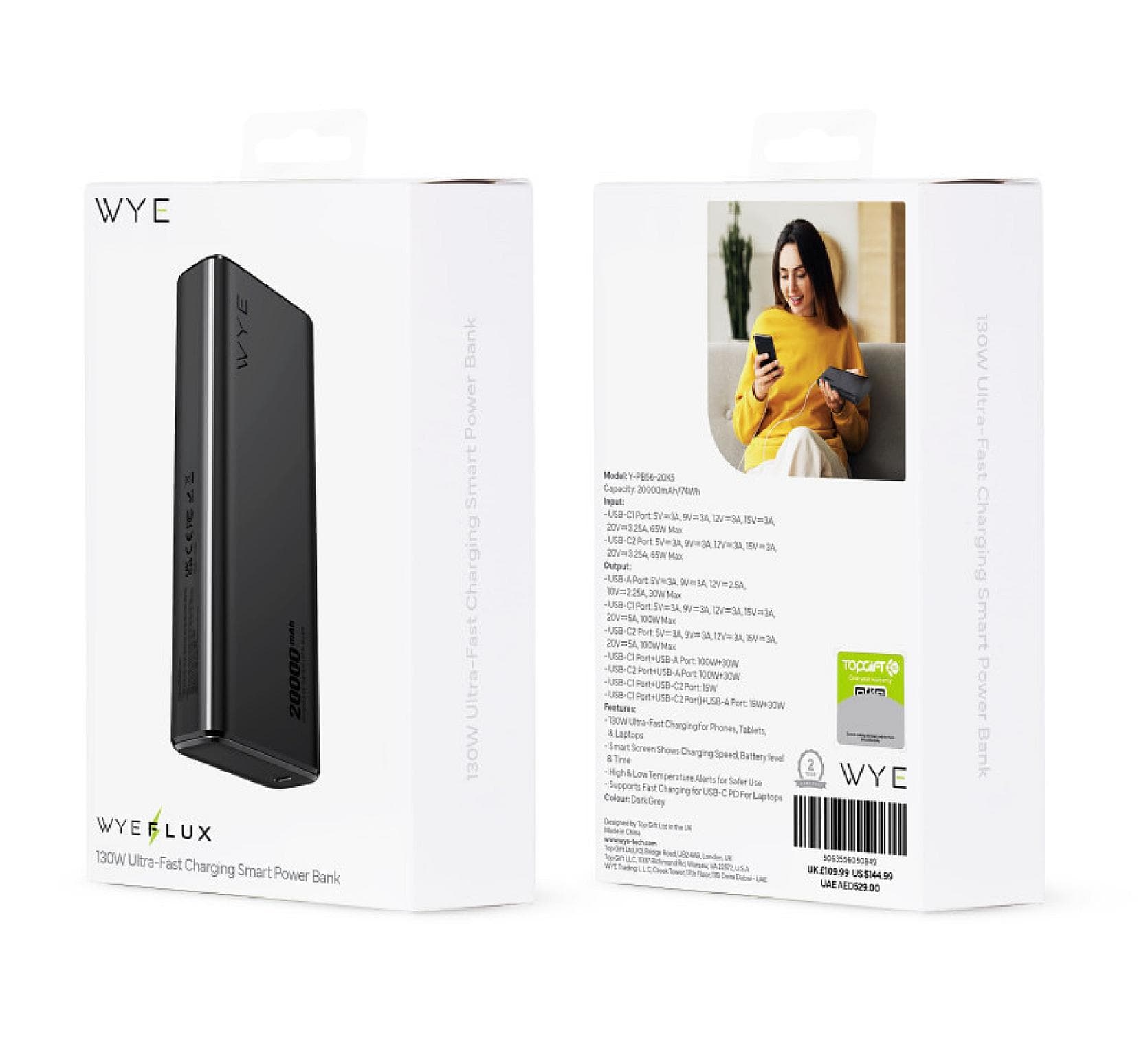 130W Ultra-Fast Charging Smart Power Bank