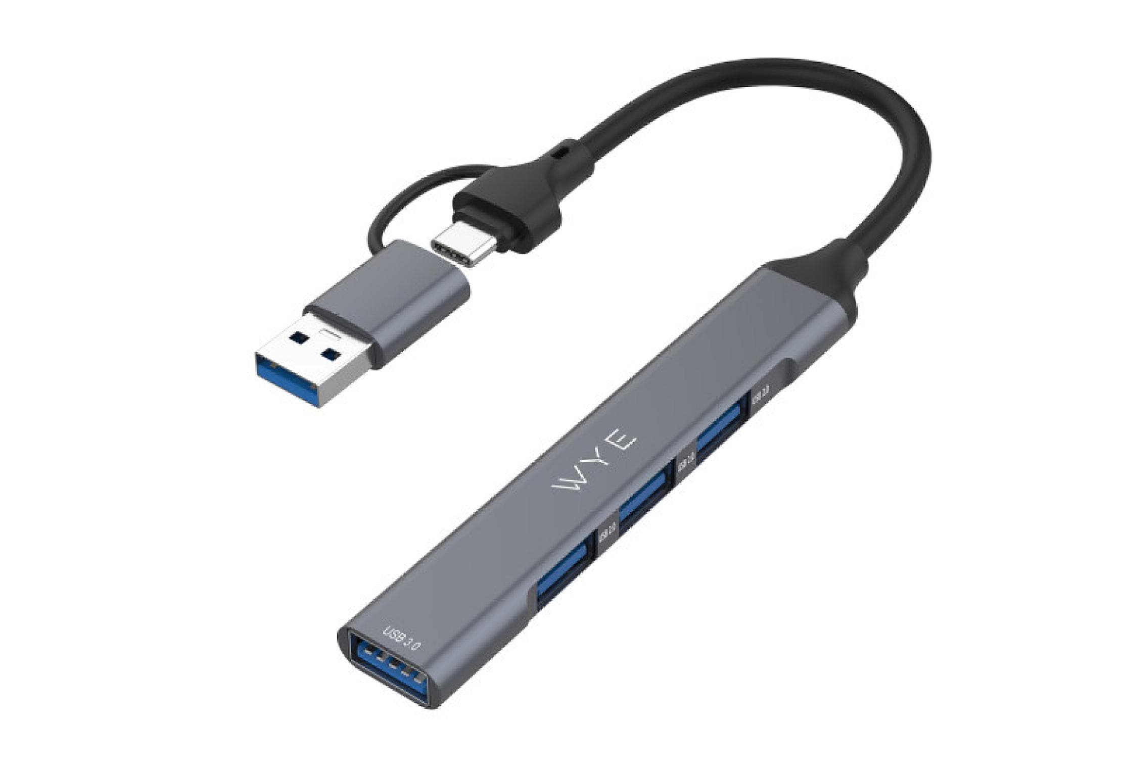 WYEFLOW 3.0 (5 Gbps) Ultra Slim Multi USB Hub with 2-In-1 Connectors (A+C)  10 Times Faster than USB 2.0