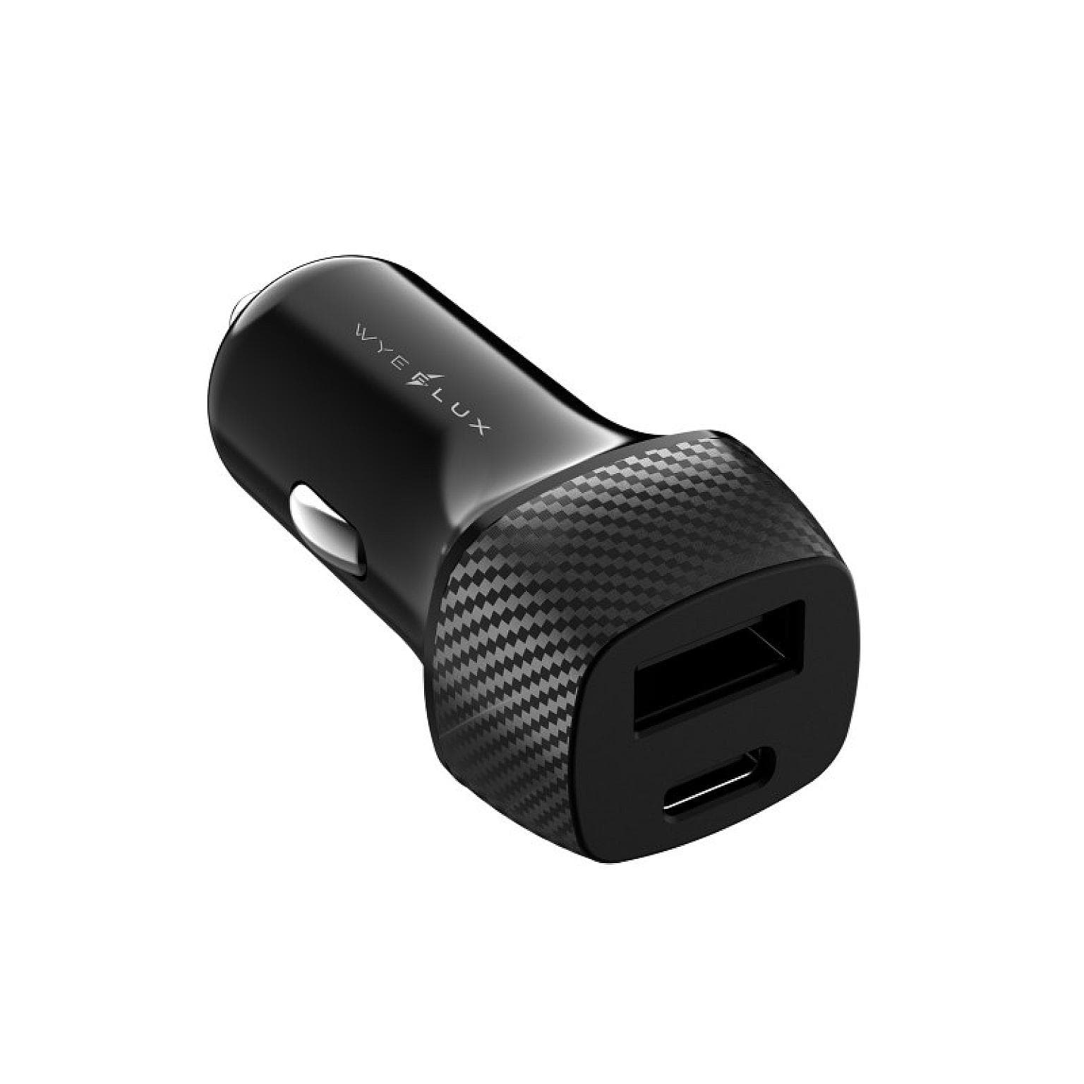 30W Fiber Carbon Design In-Car Charger with USB-A and USB-C Ports