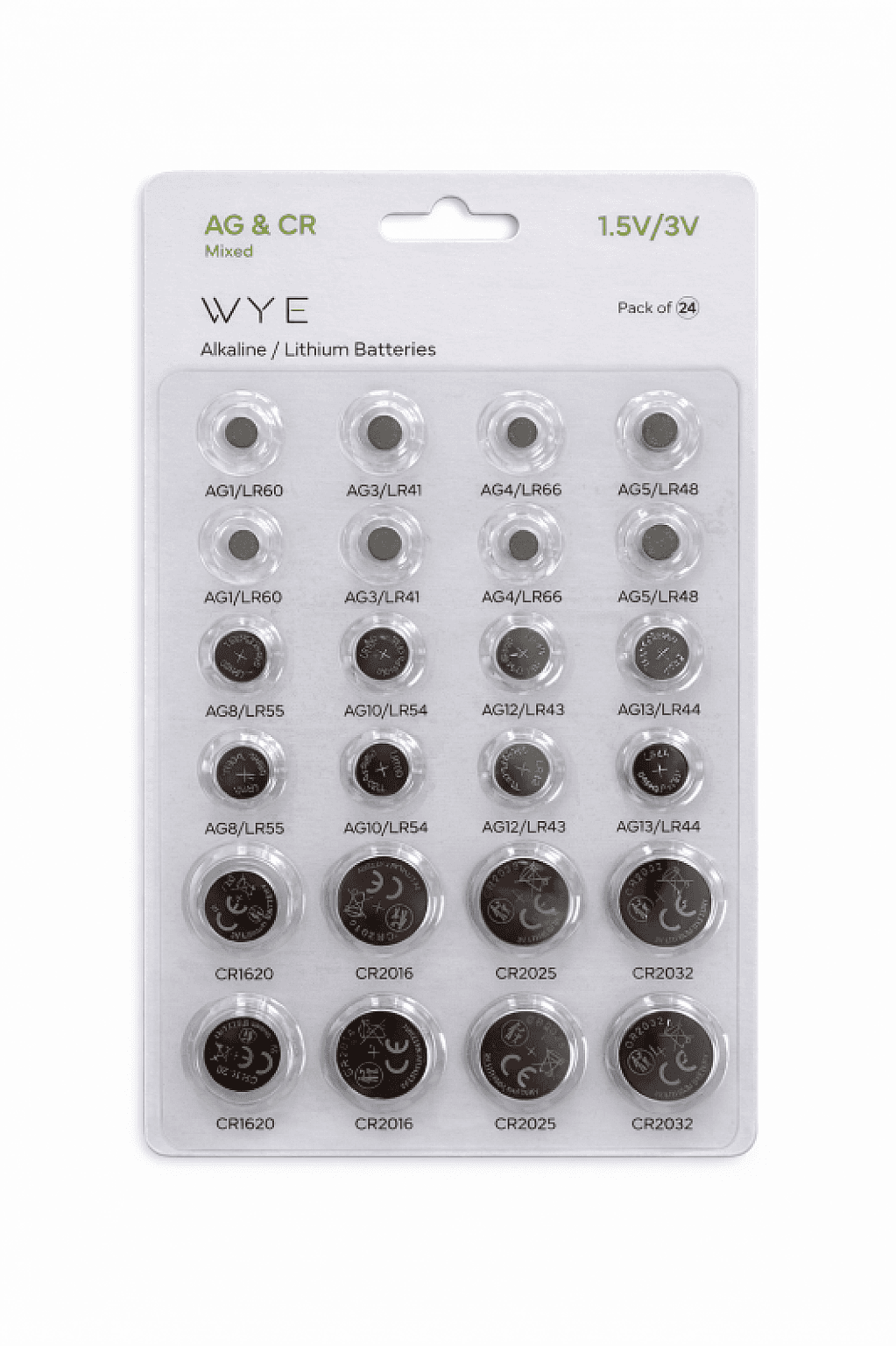 WYE Alkaline / Lithium  Batteries - Mixed Pack of 24