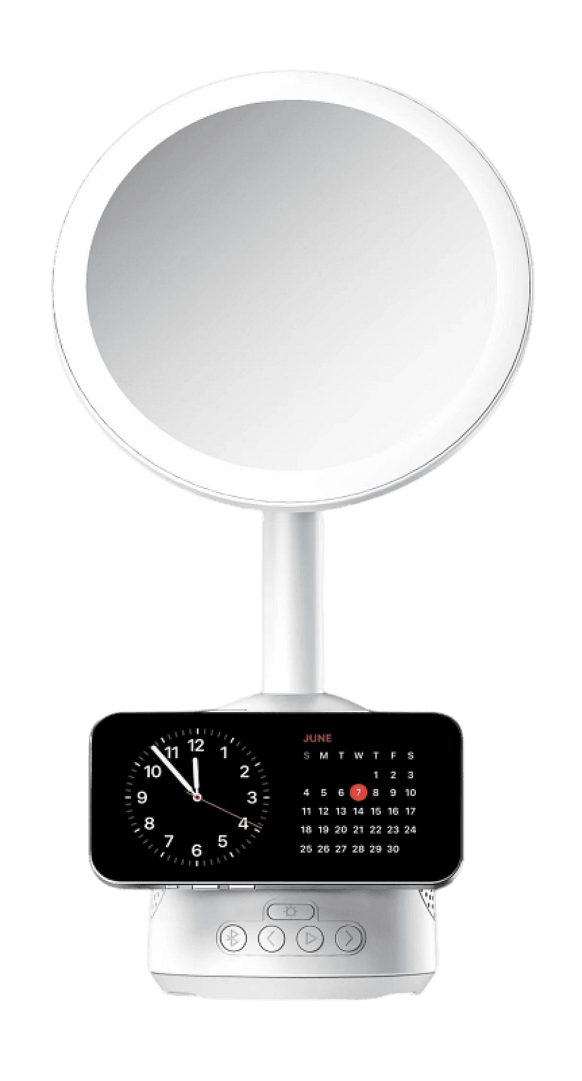 Wireless Charging Stand with Speaker & LED Mirror