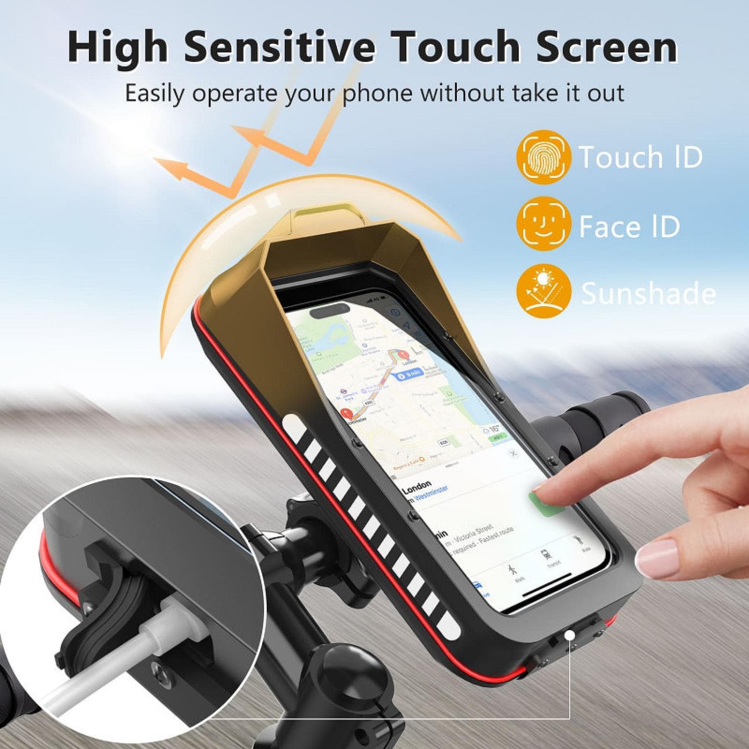 Waterproof Detachable On Bike Phone Mount H119