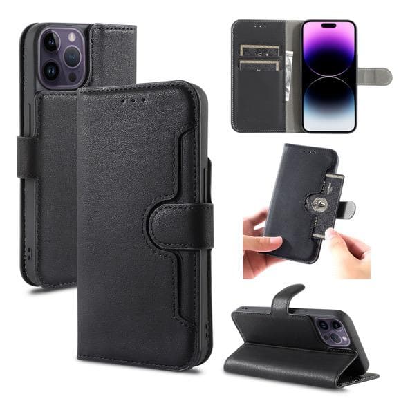 iPhone XS Max Wallet Double Stitches Leather Case