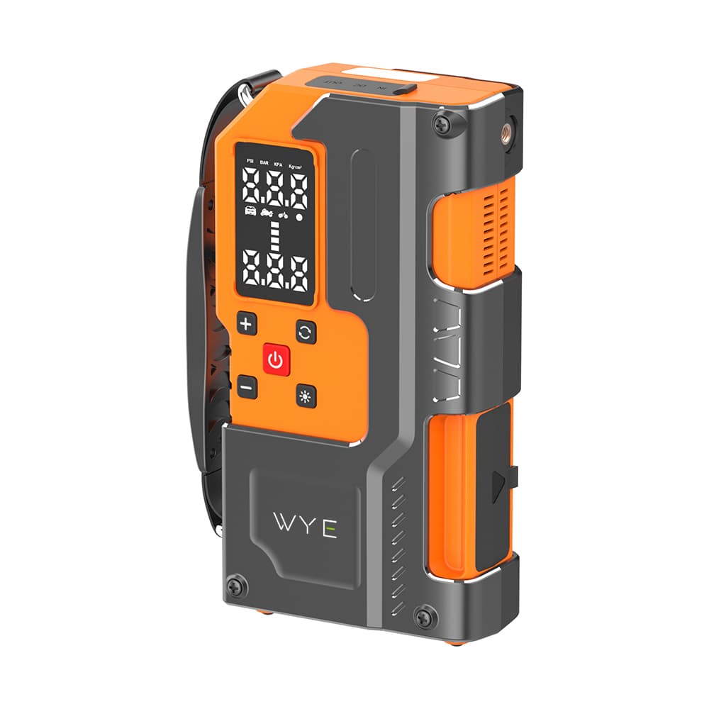 Tire inflator with jump starter