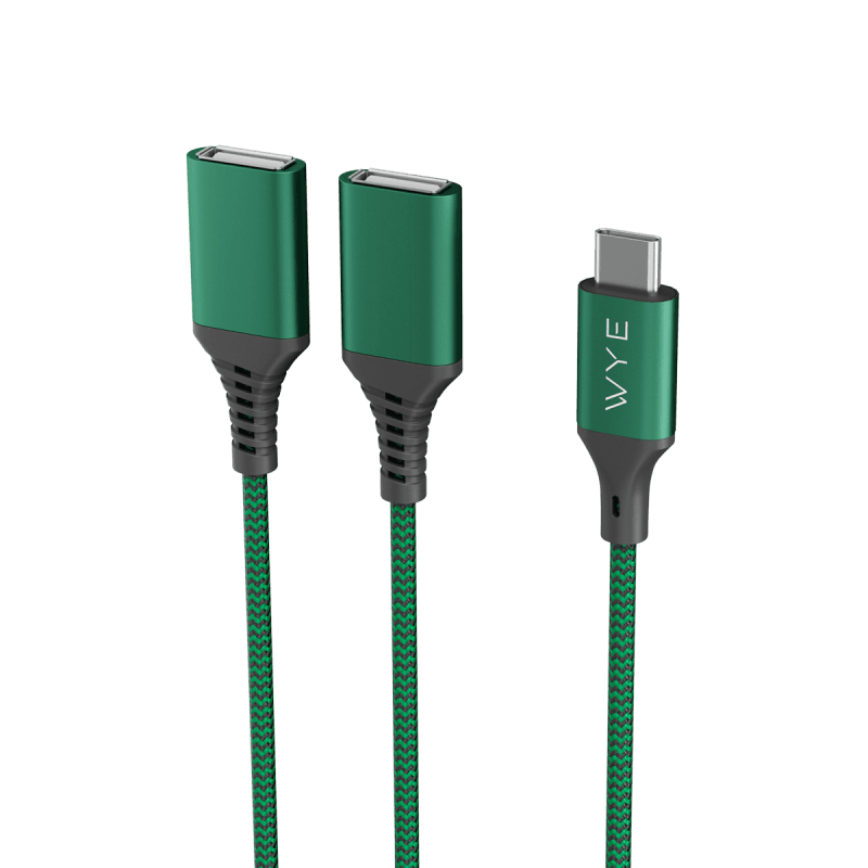 USB-C Male to 2 USB-A Female splitter cable 0.3m