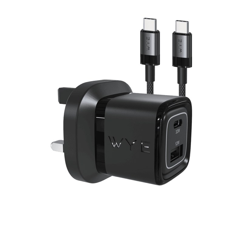 32W Dual Port USB-C & USB-A Charging Kit with USB-C to USB-C Cable  (Gan III)