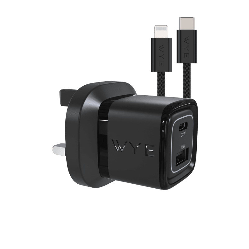 32W Dual Port USB-C & USB-A Charging Kit With USB-C to 8-Pin Cable (Gan III)