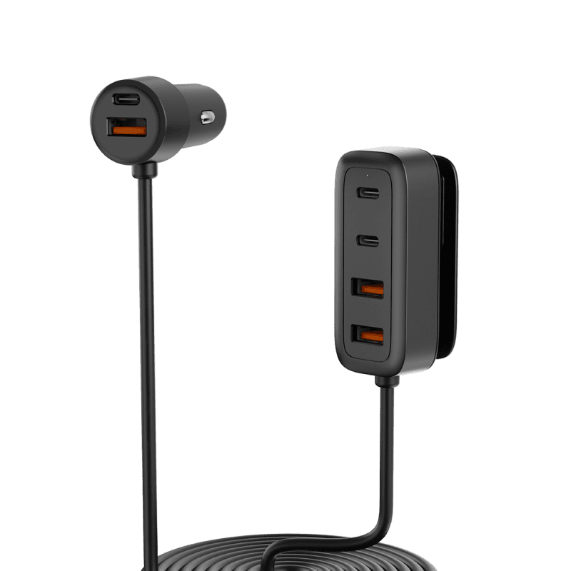108W In-Car Charger With Multi-Port Extended Charging Hub