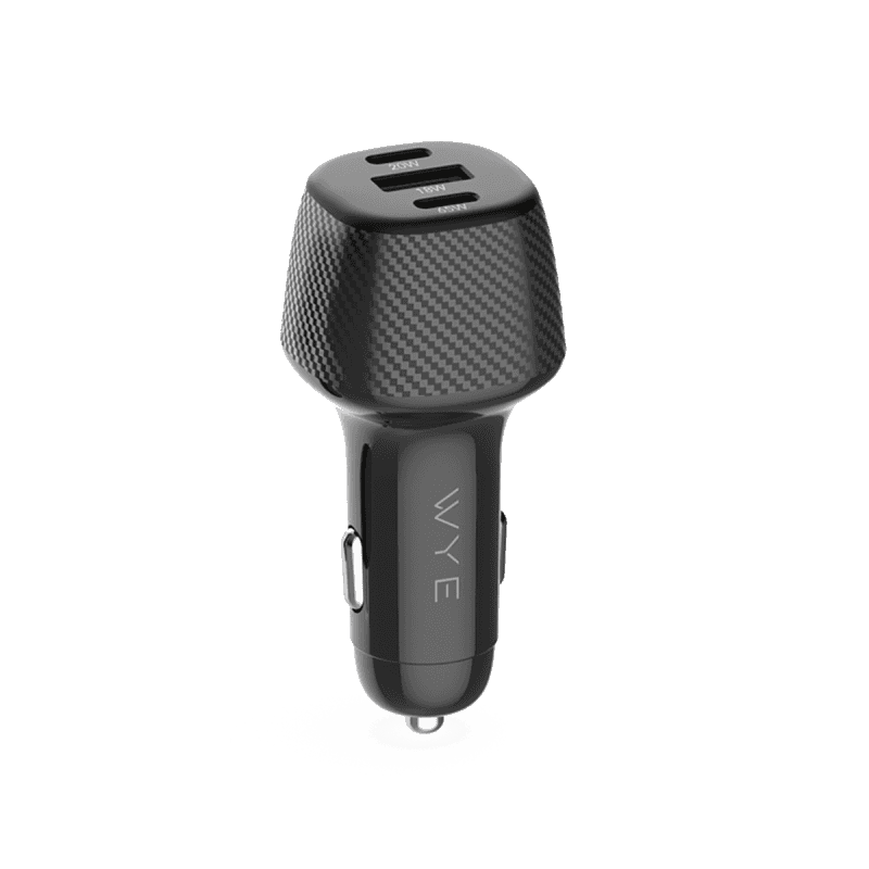 103W Fiber Carbon Design In-Car Charger with USB-A and Dual USB-C Ports