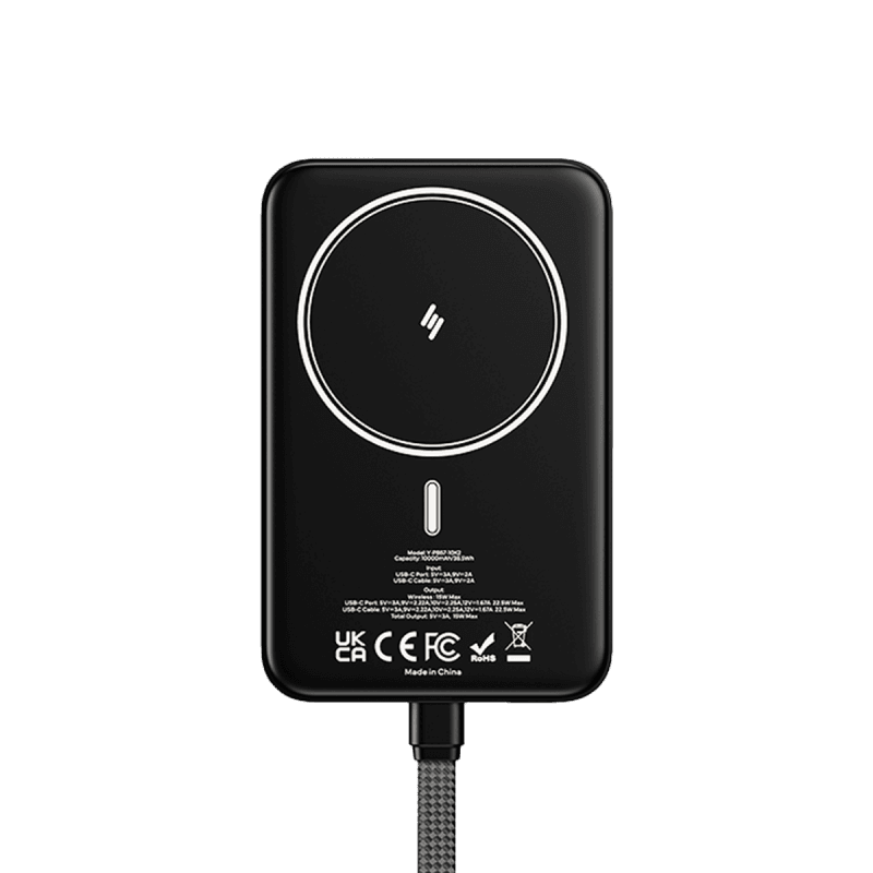 10K Magnetic Power Bank With Build-in USB-C Cable