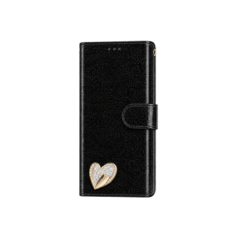 iPhone 16 Wallet Heart Shiny Case