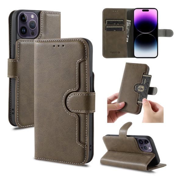 iPhone 16 Pro Max Wallet Double Stitch PU Leather WC02 Case