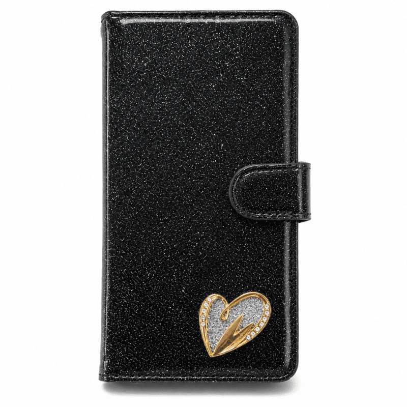 iPhone 15 Pro Max Wallet Heart Shiny Case