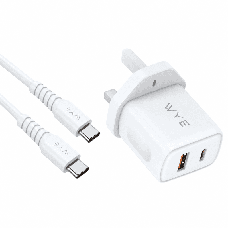 GaN 20W USB-C & a USB-A Power Adaptor with USB-C to USB-C 1m Cable