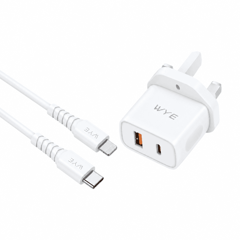 GaN 20W USB-C & a USB-A Power Adaptor with USB-C to 8-Pin 1m Cable